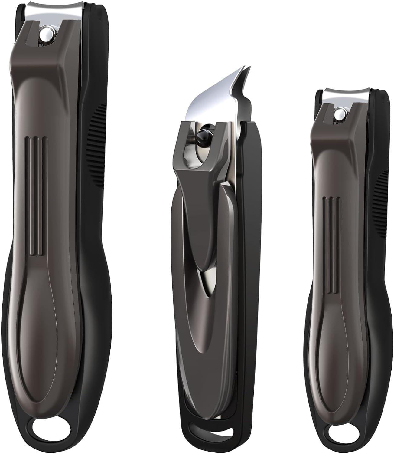 GLAMFIELDS Nail Clipper with Catcher, Large Fingernail Toenail Clipper,Slanted Edge Nail Clippers Leather Case Packed Good Gift for Men and Women 2PACK