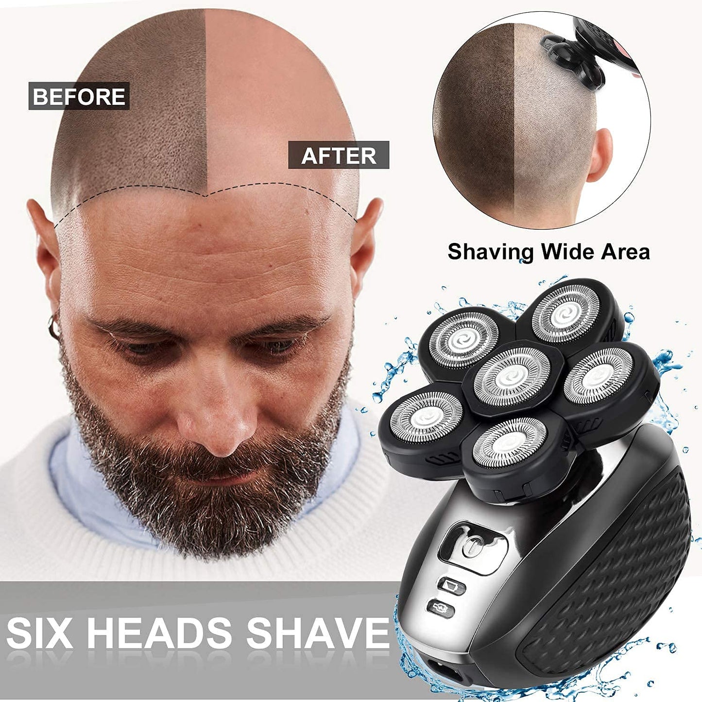 Electric Razor for Men, 5-In-1 Head Shavers for Bald Men Wet and Dry, Mens Grooming Kit, Mens Shavers Electric Cordless Rechargeable Waterproof Trimmer