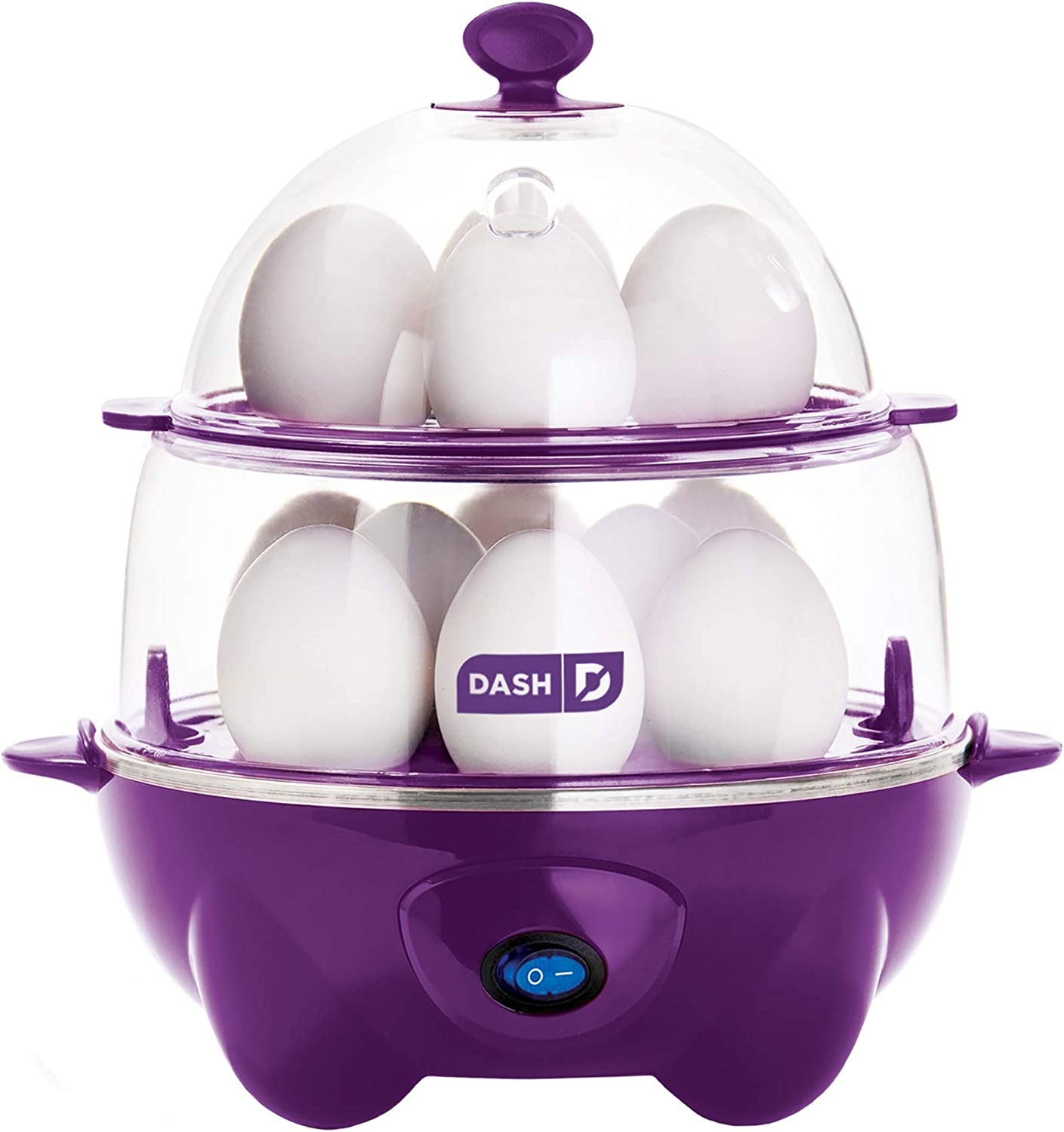 DASH Deluxe Rapid Egg Cooker for Hard Boiled, Poached, Scrambled Eggs, Omelets, Steamed Vegetables, Dumplings & More, 12 Capacity, with Auto Shut off Feature - Black