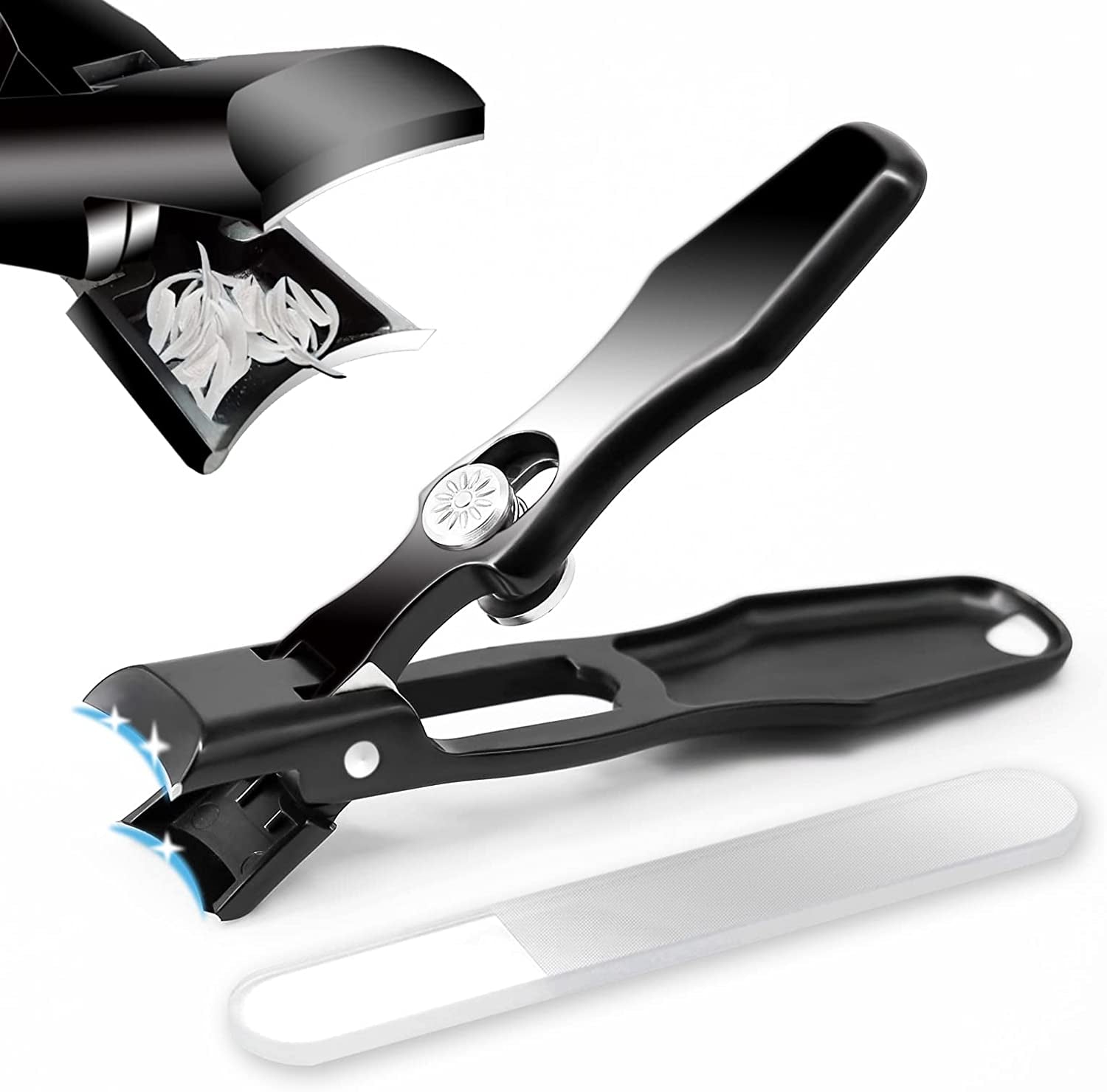 Ultra Sharp Stainless Steel Nail Clippers with Catcher, Fingernail & Toenail Clippers Splash Proof Nail Clippers Luxury Nail Cutter for Thick Nails