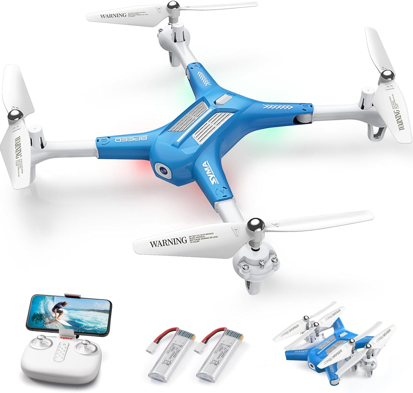 Drone with Camera, SYMA X600W Foldable 1080P FPV Camera Drones for Adults Kids Remote Control Quadcopter Gift Toys for Boys Girls with Altitude Hold, Headless Mode, One Key Start, 3D Flips 2 Batteries