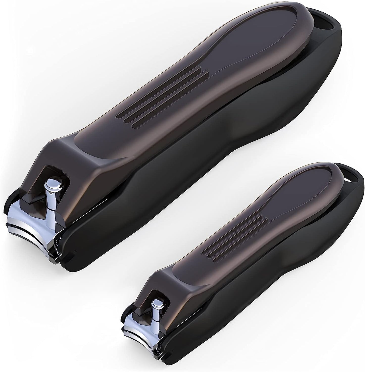GLAMFIELDS Nail Clipper with Catcher, Large Fingernail Toenail Clipper,Slanted Edge Nail Clippers Leather Case Packed Good Gift for Men and Women 2PACK