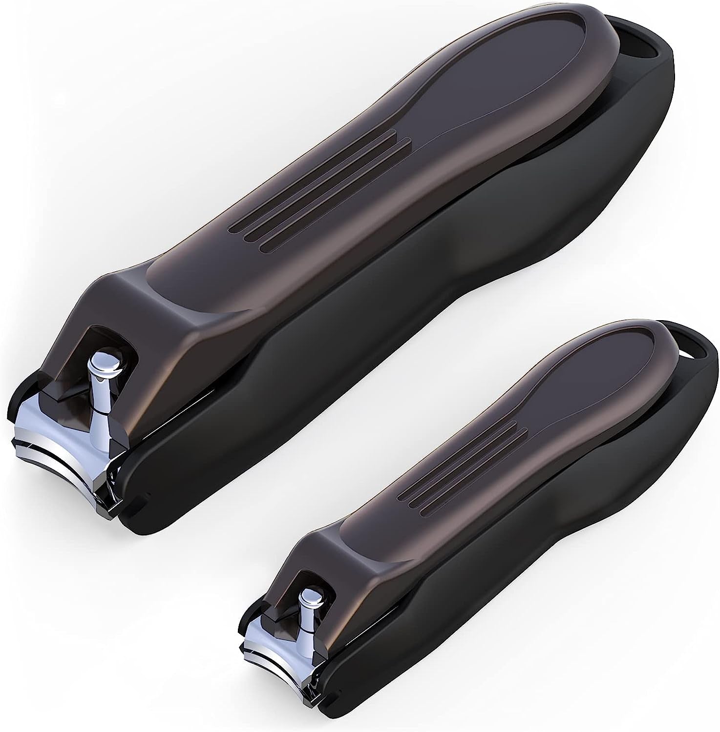 GLAMFIELDS Nail Clipper with Catcher, Large Fingernail Toenail Clipper,Slanted Edge Nail Clippers Leather Case Packed Good Gift for Men and Women 2PACK