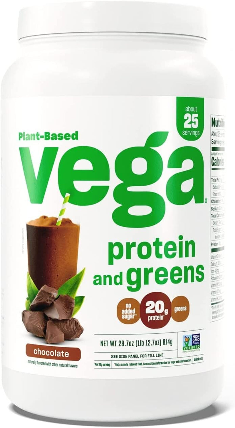 Vega Protein and Greens Protein Powder, Chocolate - 20G Plant Based Protein plus Veggies, Vegan, Non GMO, Pea Protein for Women and Men, 1Lbs (Packaging May Vary)