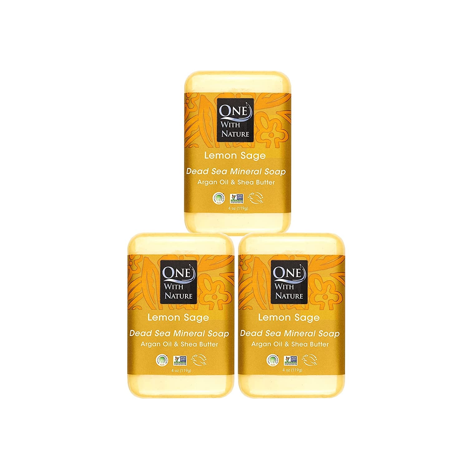 One with Nature 4 Oz Variety 3Pk-Mud, Activated Charcoal, and Dead Sea Mineral Soap with Argan Oil & Shea Butter - Dead Sea Salt Contains Magnesium, Sulfur & 21 Essential Minerals - Acne, Eczema