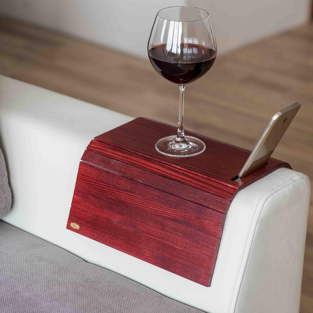 Sofa Arm Tray Table Couch Bedside Wood Coaster Coffee Cup Foldable Armrest Caddy End Protector Folding Living Room Furniture Mat Tv Chair Tables Trays with Phone Holder