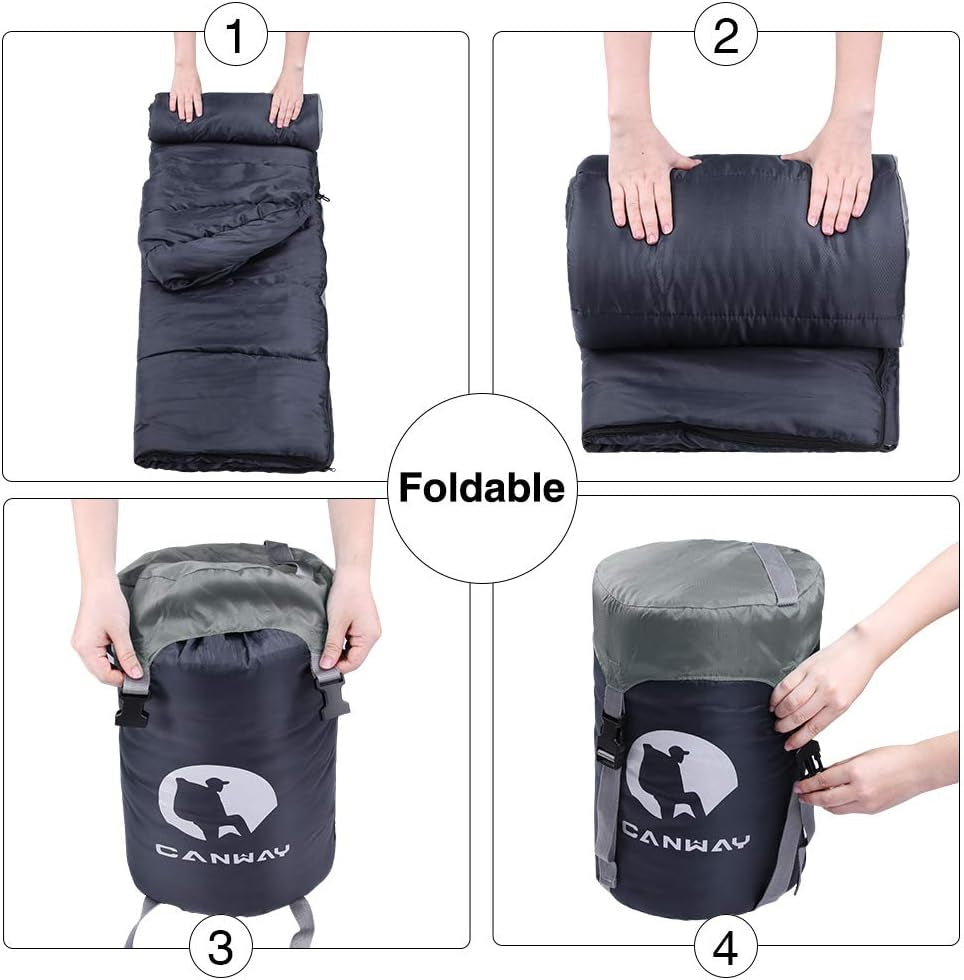 CANWAY Double Sleeping Bag,2 Person Sleeping Bag Lightweight Waterproof with 2 Pillows for Camping, Backpacking, or Hiking for Adults or Teens Queen Size XL & XXL