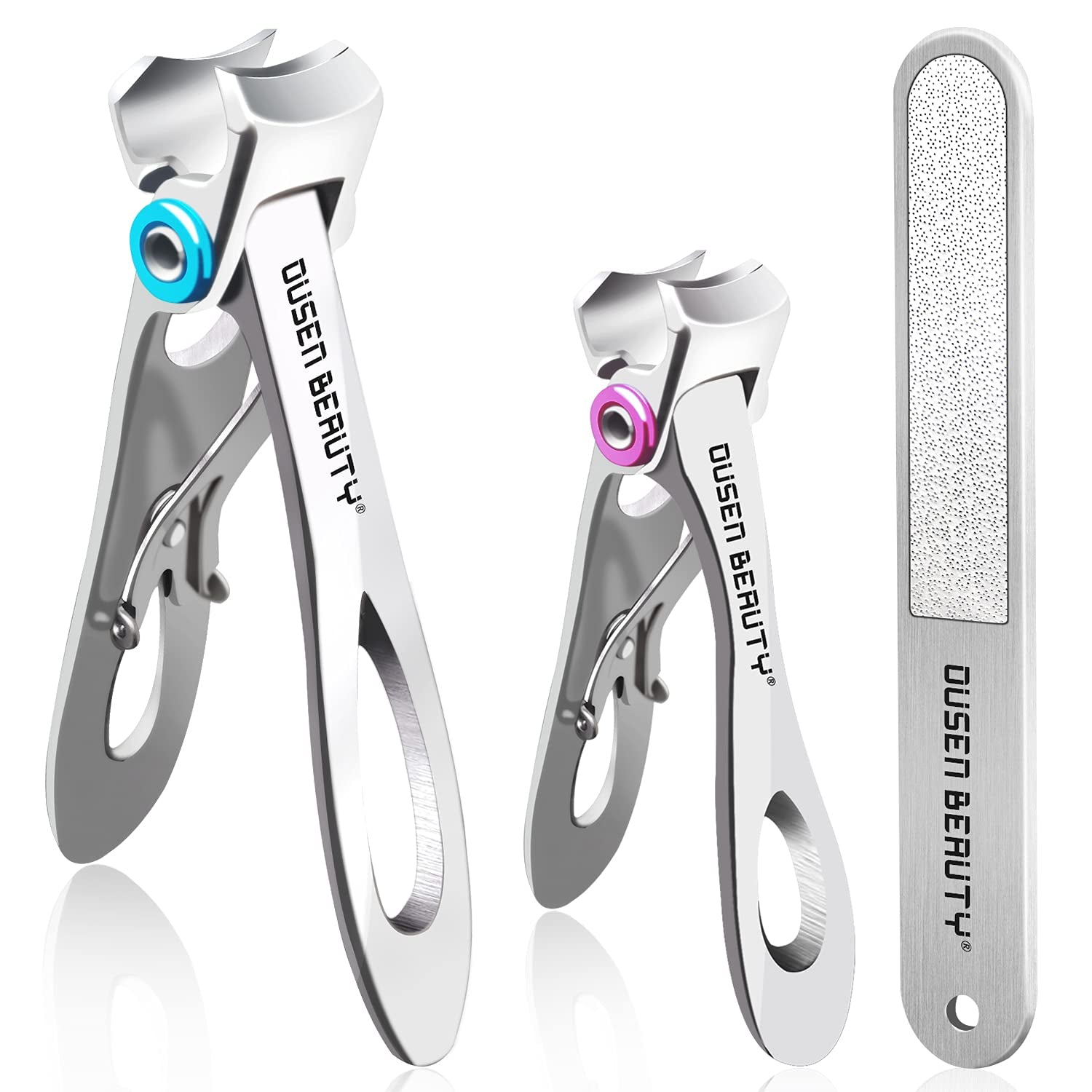 Nail Clippers for Thick Nails, Extra Wide Jaw Opening Nail Cutter for Hard Toenail, Stainless Steel Fingernail Big Toenail Trimmer with Nail File 3 Pcs Set for Large Toenail Seniors & Men & Women
