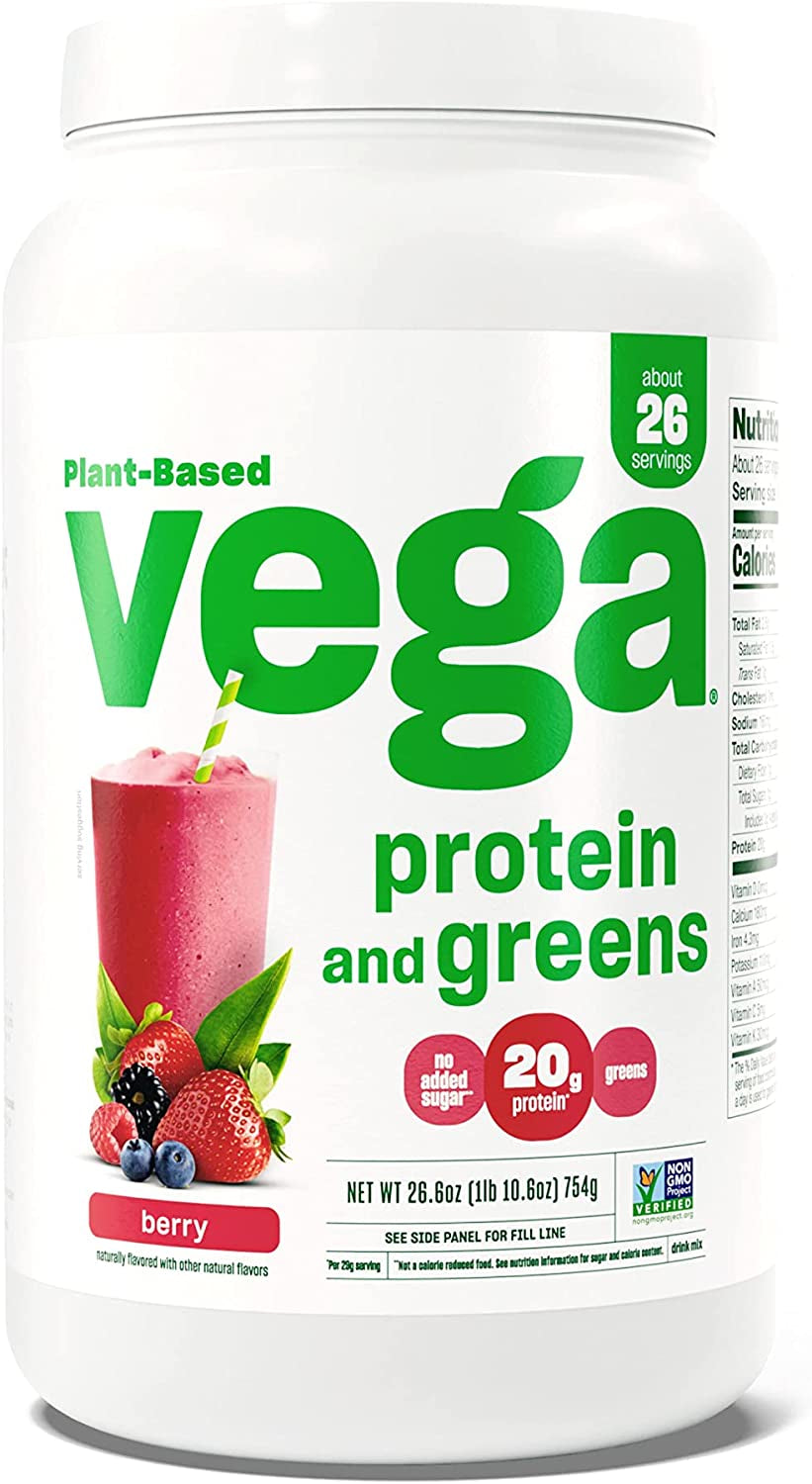 Vega Protein and Greens Protein Powder, Chocolate - 20G Plant Based Protein plus Veggies, Vegan, Non GMO, Pea Protein for Women and Men, 1Lbs (Packaging May Vary)