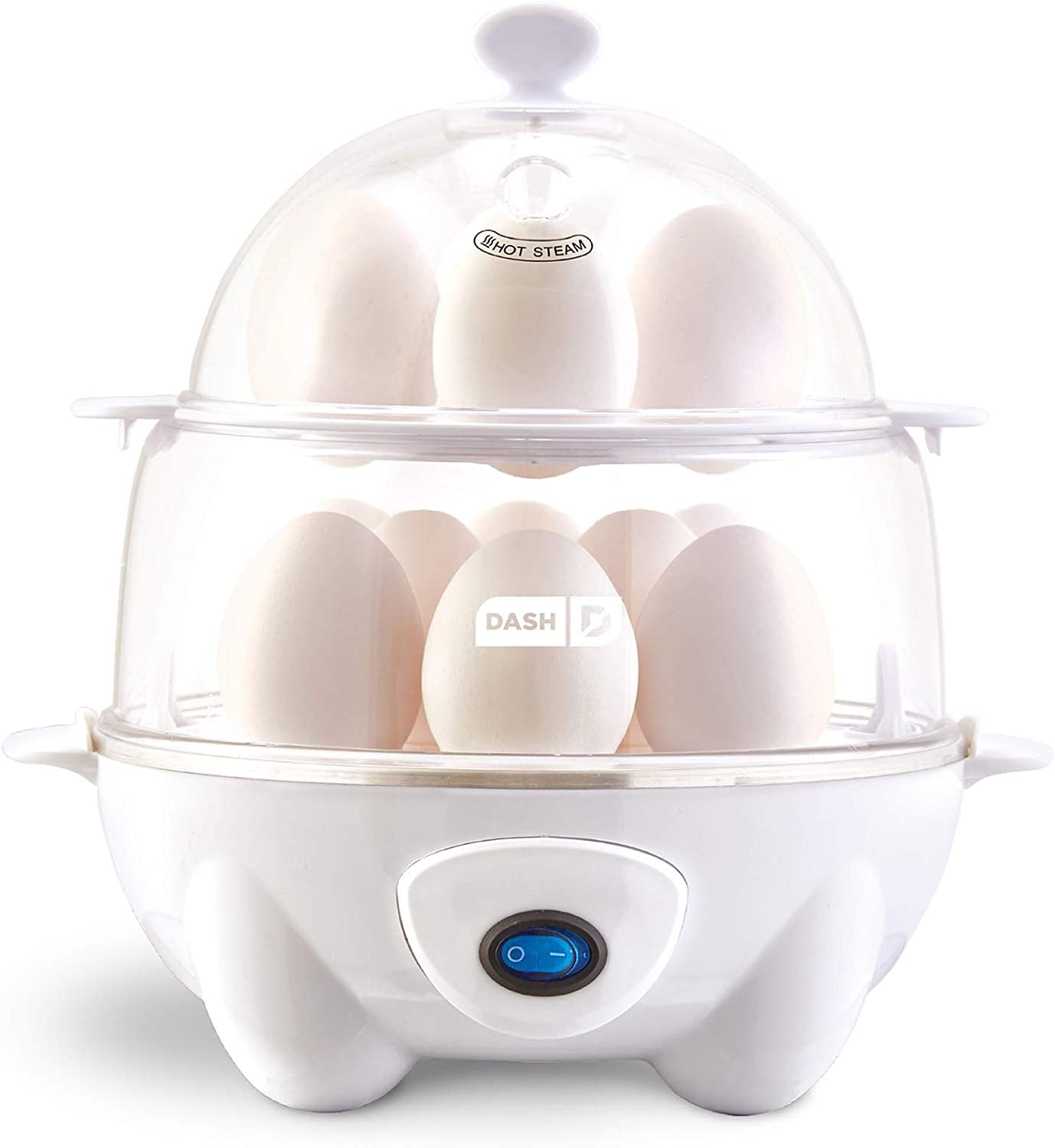 DASH Deluxe Rapid Egg Cooker for Hard Boiled, Poached, Scrambled Eggs, Omelets, Steamed Vegetables, Dumplings & More, 12 Capacity, with Auto Shut off Feature - Black