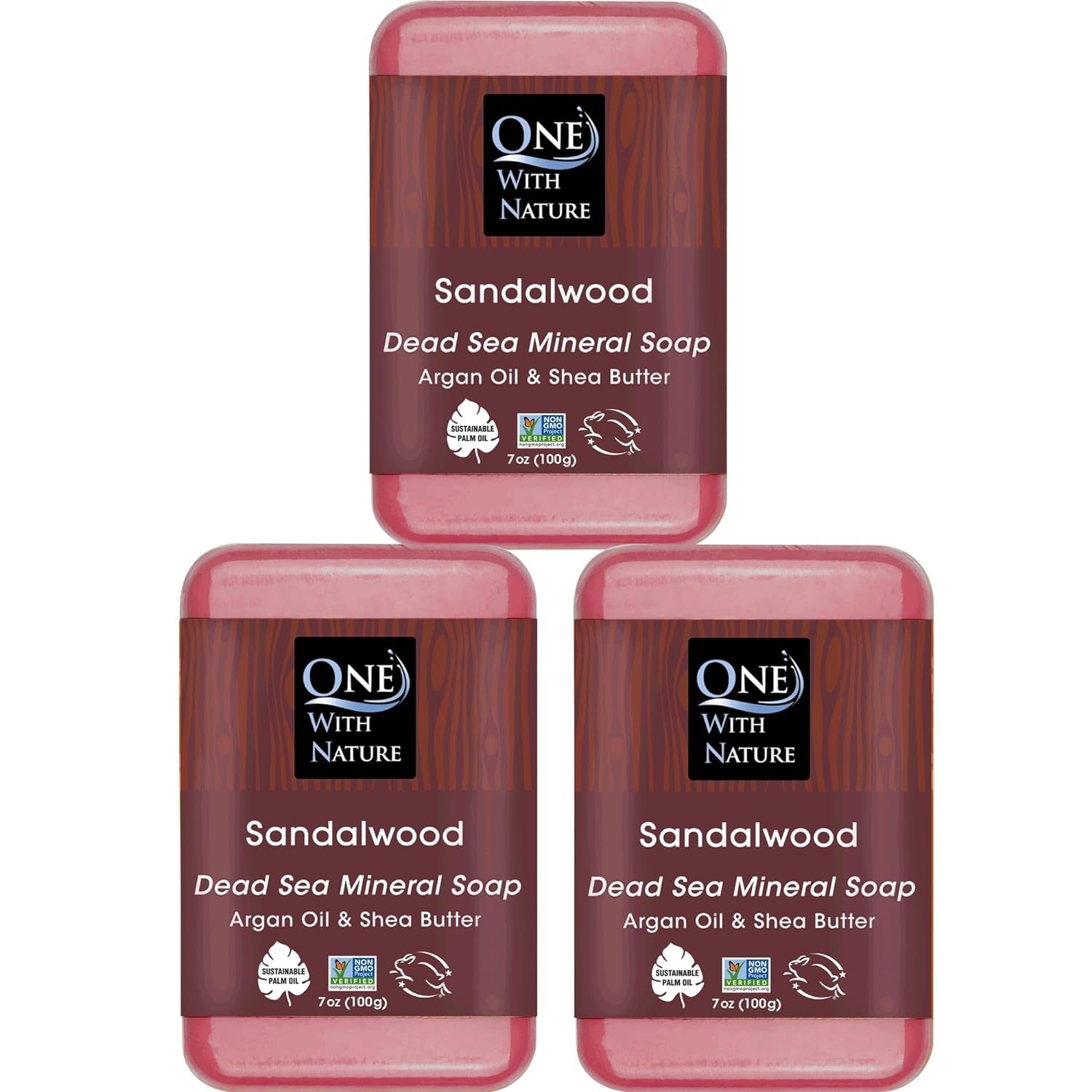 One with Nature 4 Oz Variety 3Pk-Mud, Activated Charcoal, and Dead Sea Mineral Soap with Argan Oil & Shea Butter - Dead Sea Salt Contains Magnesium, Sulfur & 21 Essential Minerals - Acne, Eczema
