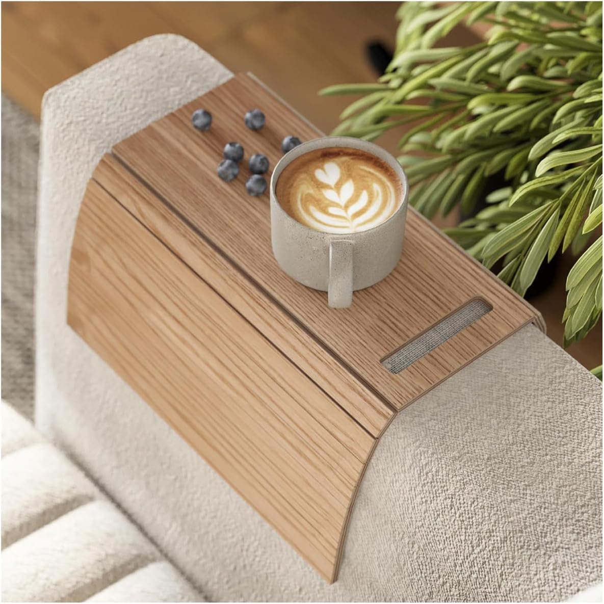 Sofa Arm Tray Table Couch Bedside Wood Coaster Coffee Cup Foldable Armrest Caddy End Protector Folding Living Room Furniture Mat Tv Chair Tables Trays with Phone Holder