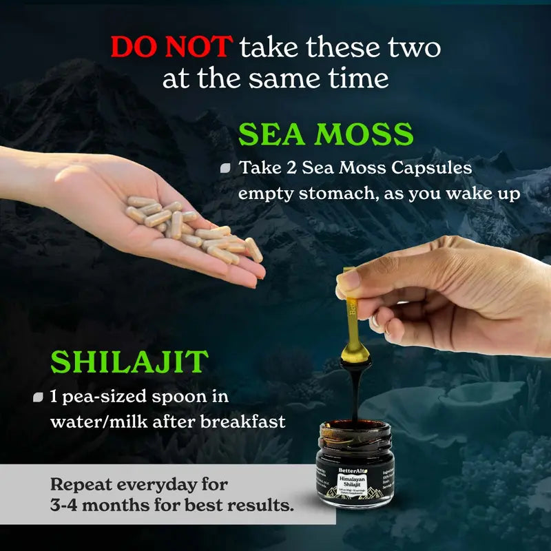 Betteralt Ultimate Energy Duo | Himalayan Shilajit + Irish Sea Moss | Lab-Tested for Purity