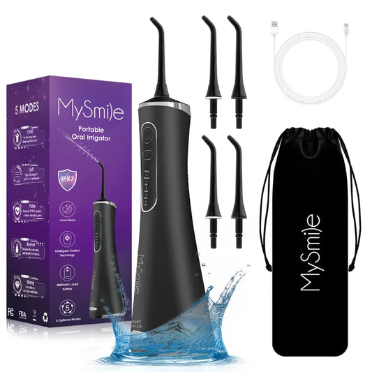 Mysmile Cordless Select (LP211) Oral Irrigator Water Flosser W/ 260ML Water Tank 5 Cleaning Modes 8 Replaceable Jet Tips and Storage Bag Memorial Day Summer Sale Daily Nozzle Cleansing Tiktok Shop Pulling Oil