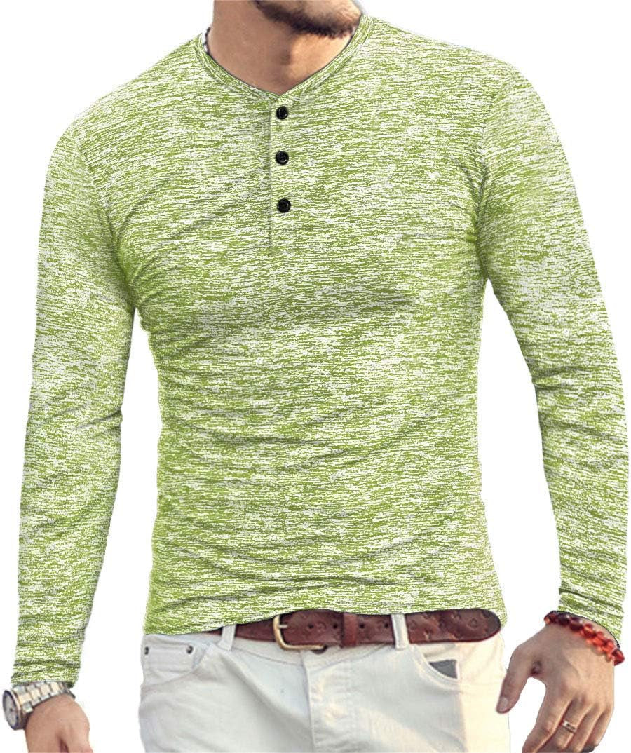 YTD Mens Fashion Casual Slim Fit Basic Henley Short/Long Sleeve Lightweight Summer T-Shirt