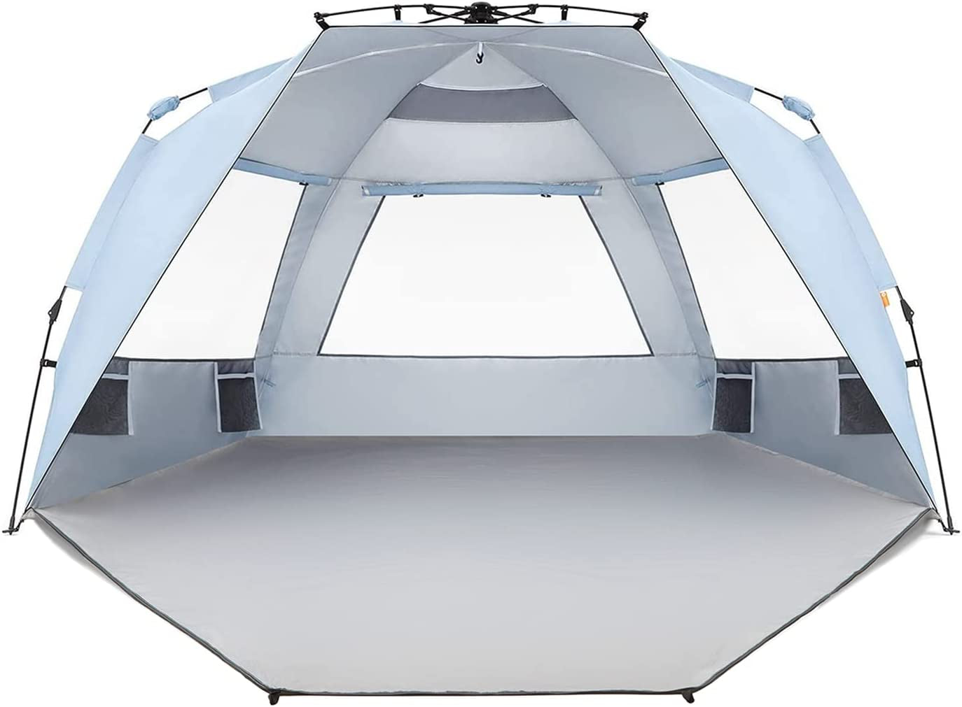 Easthills Outdoors Instant Shader Dark Shelter XL Beach Tent 99" Wide for 4-6 Person Sun Shelter UPF 50+ with Extended Zippered Porch Pacific Blue