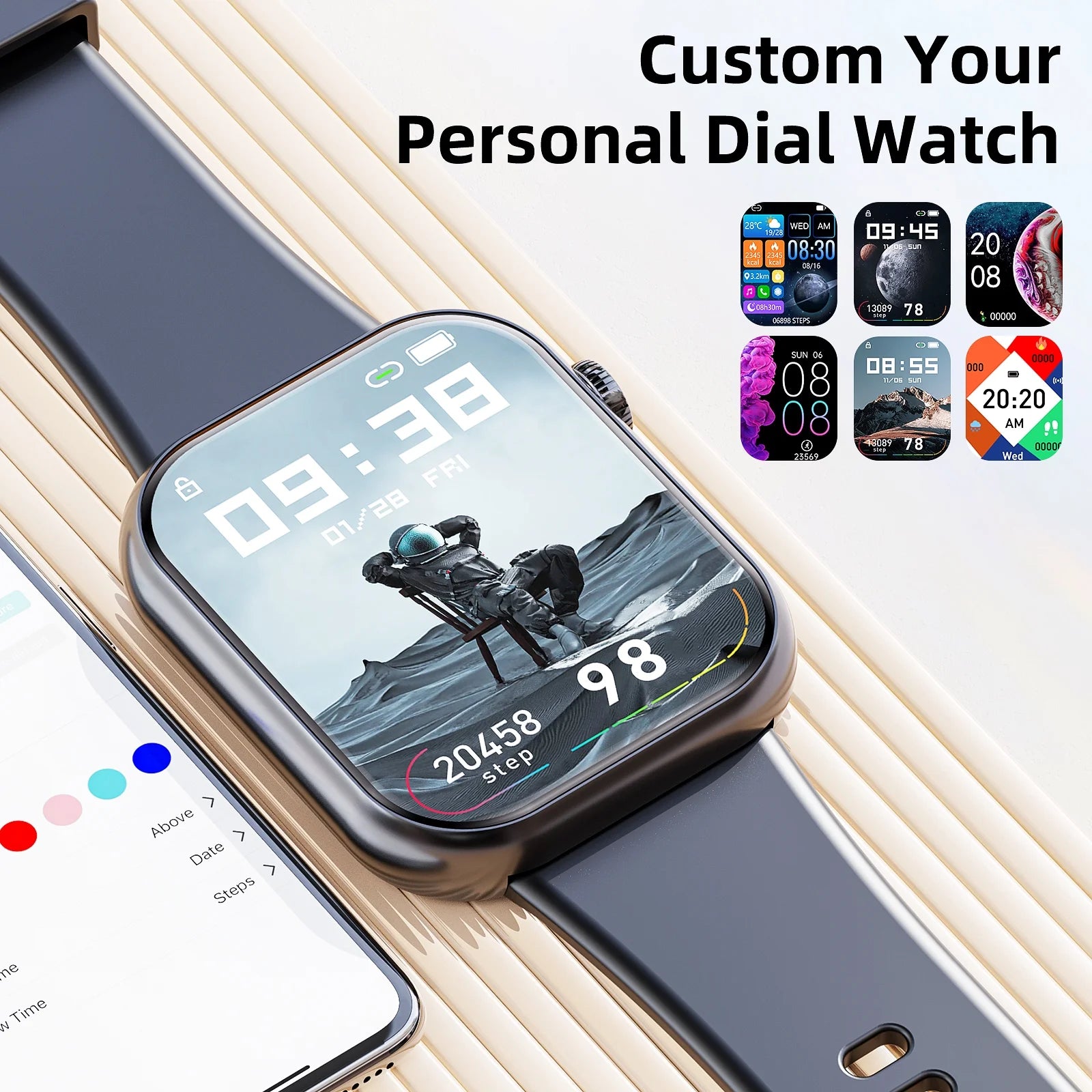 Smart Watch for Men with IP67 Waterproof,1.85 Inch Smart Watch Black