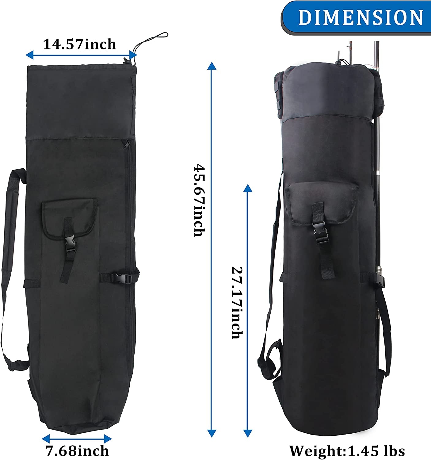 AGOOL Fishing Rod Carrier Fishing Pole Bag Fishing Rod Case Fishing Bag Fishing Gear Equipment Fishing Rod Bag Travel Carry Case Large Capacity Waterproof Fishing Reel Bag Case Fishing Gifts for Men