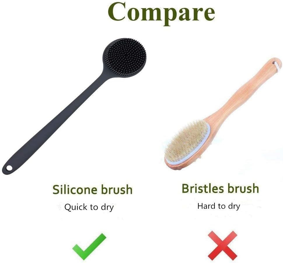 Silicone Body Scrubber, Long Handle Back Scrubber for Shower, Silicone Body Brush Shower Scrubber for Body, Shower Srush Back Brush Body Exfoliator