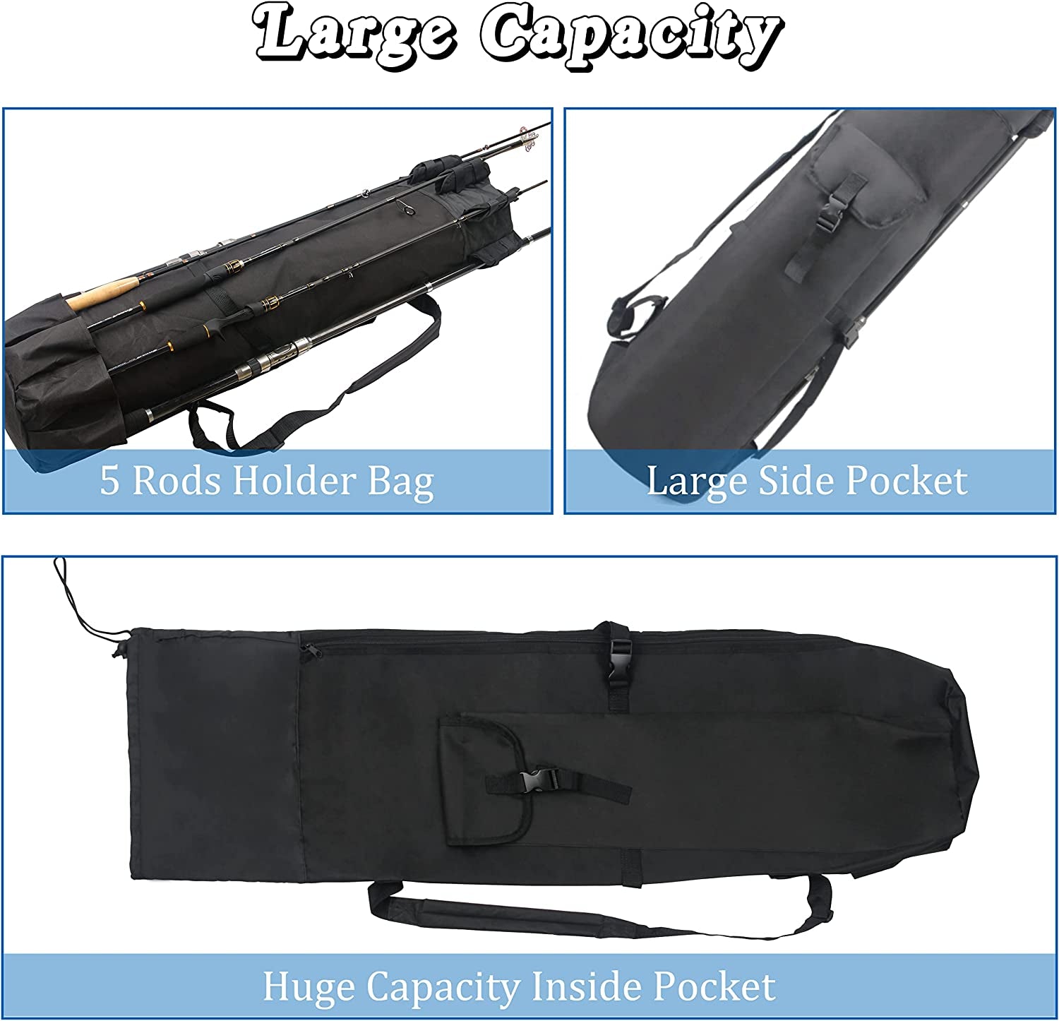 AGOOL Fishing Rod Carrier Fishing Pole Bag Fishing Rod Case Fishing Bag Fishing Gear Equipment Fishing Rod Bag Travel Carry Case Large Capacity Waterproof Fishing Reel Bag Case Fishing Gifts for Men