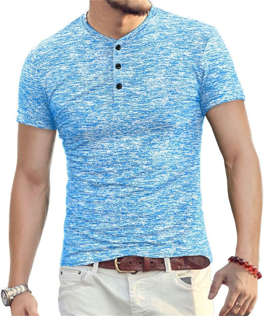 YTD Mens Fashion Casual Slim Fit Basic Henley Short/Long Sleeve Lightweight Summer T-Shirt