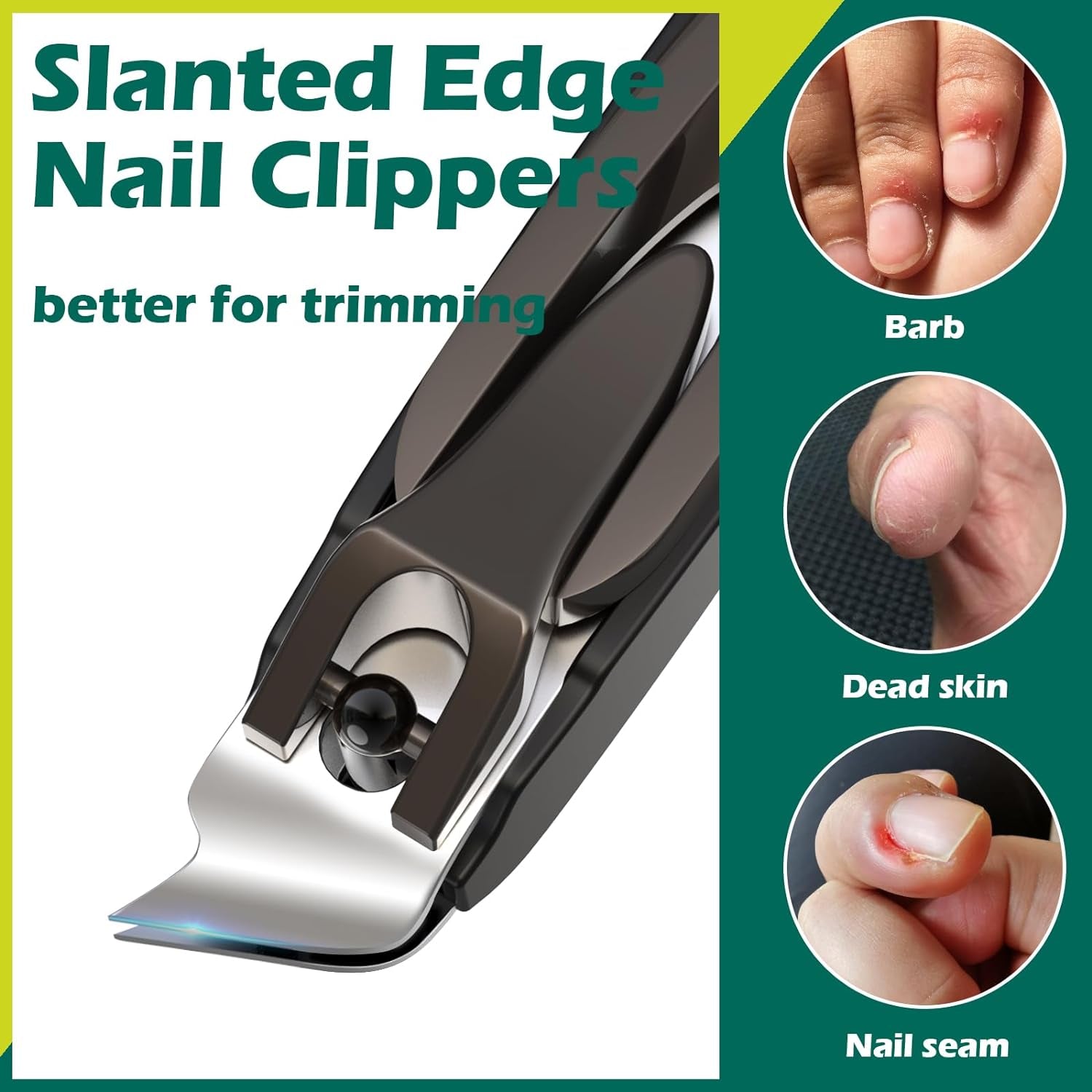 GLAMFIELDS Nail Clipper with Catcher, Large Fingernail Toenail Clipper,Slanted Edge Nail Clippers Leather Case Packed Good Gift for Men and Women 2PACK