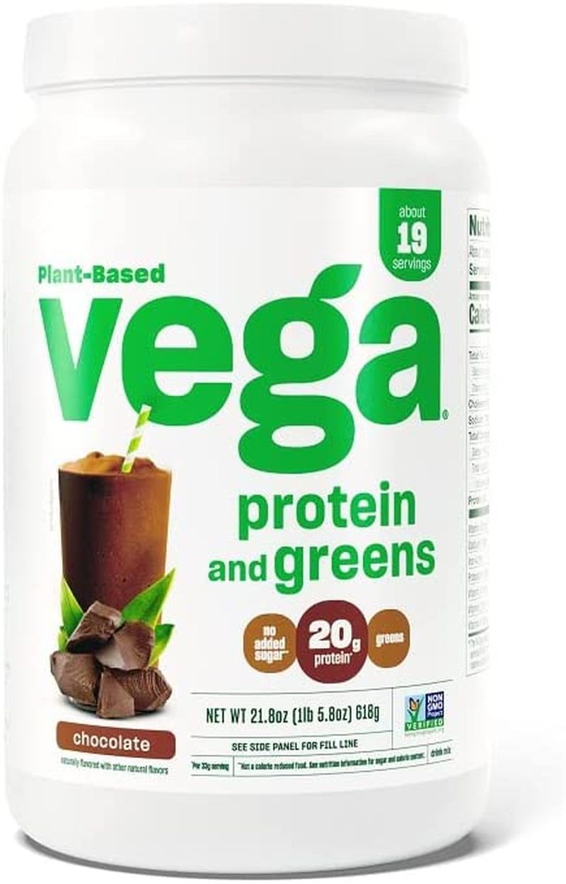 Vega Protein and Greens Protein Powder, Chocolate - 20G Plant Based Protein plus Veggies, Vegan, Non GMO, Pea Protein for Women and Men, 1Lbs (Packaging May Vary)