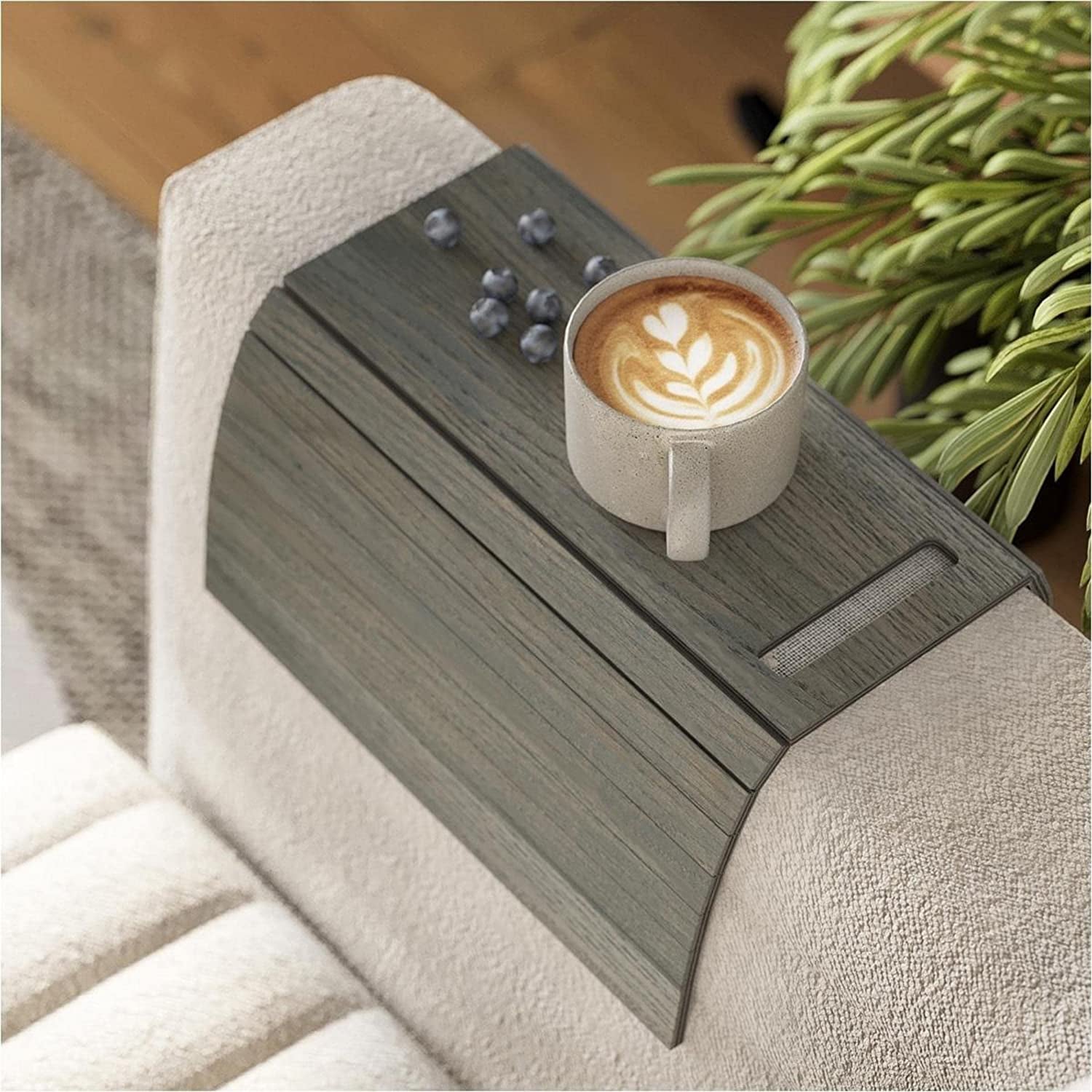 Sofa Arm Tray Table Couch Bedside Wood Coaster Coffee Cup Foldable Armrest Caddy End Protector Folding Living Room Furniture Mat Tv Chair Tables Trays with Phone Holder